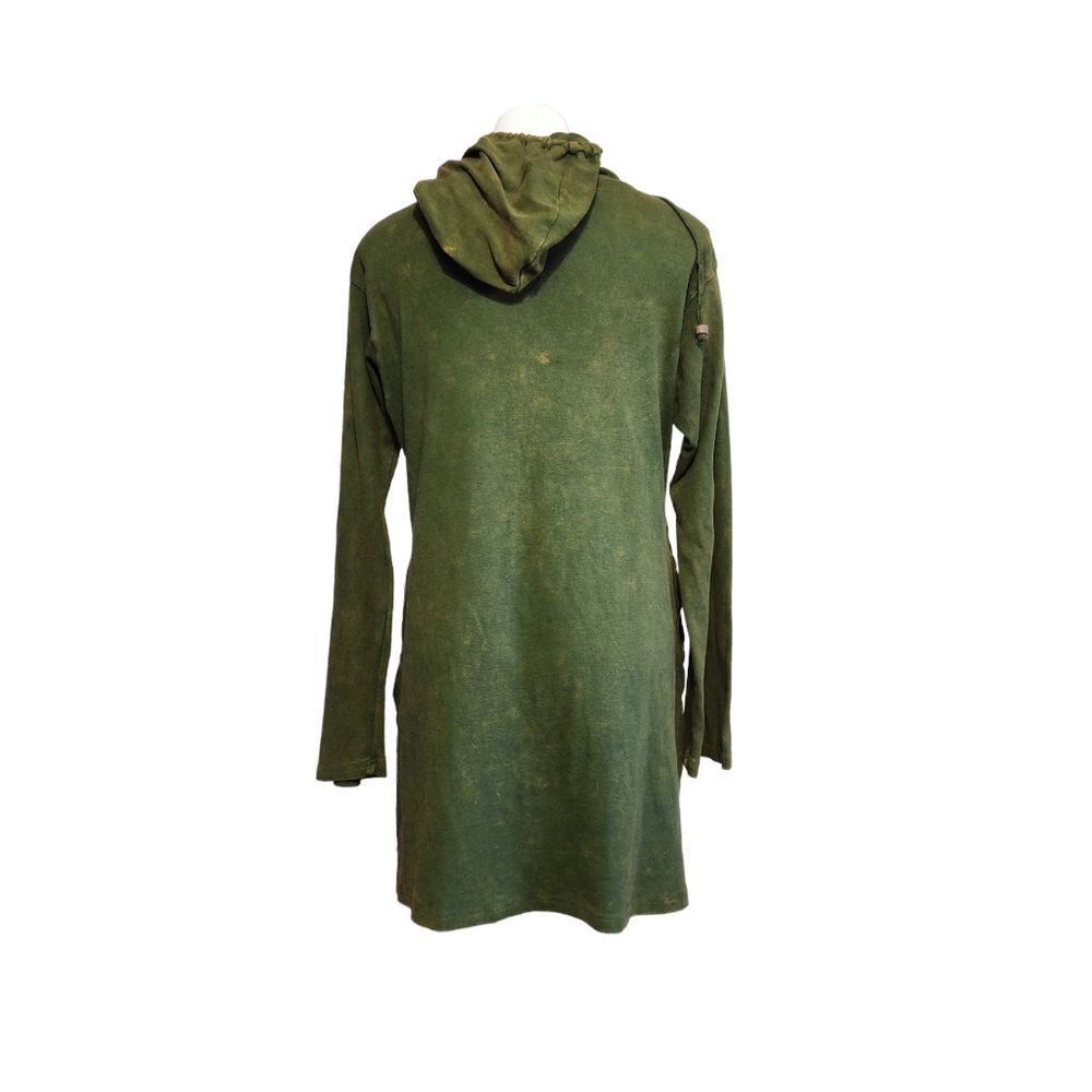 Karma Circle Sweater Xl Green Patchwork Long Hood… - image 2
